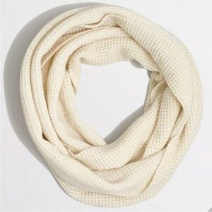 J. Crew waffle infinity scarf cream white wool blend